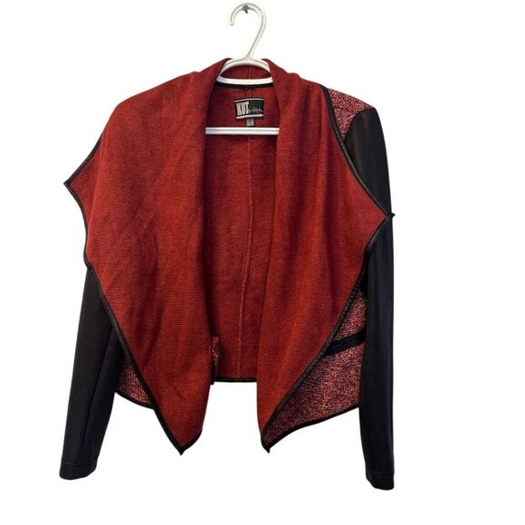 KUT from the Kloth Jackets & Blazers - KUT from the Kloth Women's Red Jacket Faux Leather Sleeves Size S